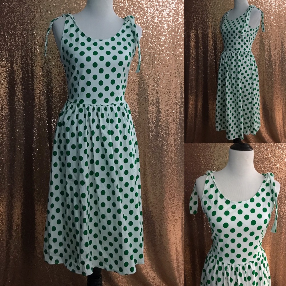 Polka Dot Green Sateen Dress